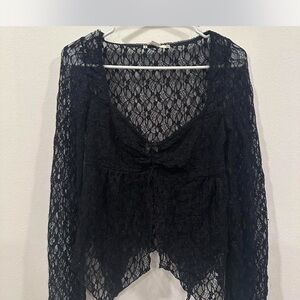 Kimchi Blue Black Lace Long Sleeve Top
